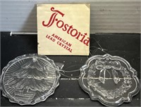 (2) Fostoria American Lead Crystal Ornaments