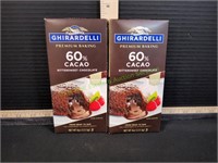 (2)Ghirardelli 4oz 60% Cacao Bittersweet Chocolate