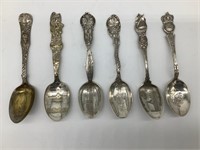 6 Sterling World's Fair Souvenir tea spoons