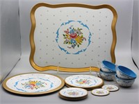 S: OHIO ART TOY TIN TRAY W/ CUPS & SAUCERS