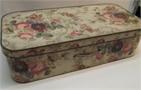 WALLPAPER COVERED BOX W/HANDLE. 27-1/2"W X