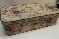 WALLPAPER COVERED BOX W/HANDLE. 27-1/2"W X