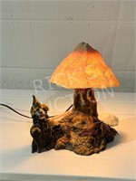 Magic Mushroom Style Lamp (repaired shade) & troll