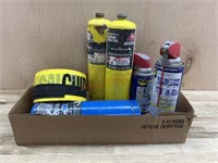 Flat of torch fuel, wd-40 & caution tape