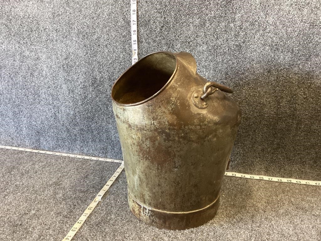 Metal Bin with Handle and 1999-2000 Newspaper