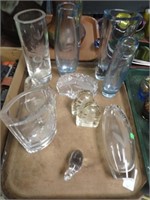 CUT GLASS VASES, BOOKENDS, MORE