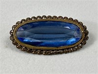 Antique stamped Czechoslovakia Blue Crystal Brooch