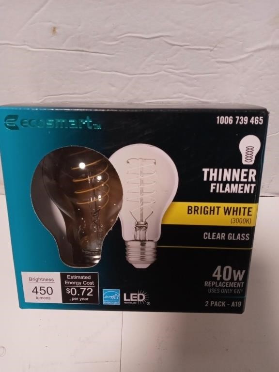 two EcoSmart bright white LED light bulbs (new)