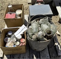 Antique Insulators, Jars, Gas Can, Radio