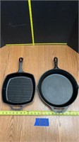 Lodge cast iron #6 grill, #5 skillet