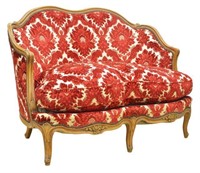 FRENCH LOUIS XV STYLE FRUITWOOD UPHOLSTERED SOFA