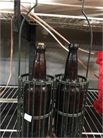 2 bottle holder with brown glass bottles