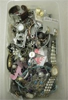 Small Tub Of Assorted Watches & Jewelry