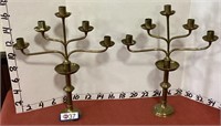 (2) VINTAGE BRASS CANDELABRA, 14" Wx18"H