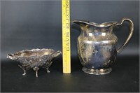 Silver Plated Footed Bowl and Water PItcher