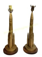 Pair Trench Art Table Lamps