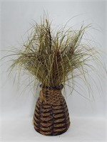 Faux Ornamental Grass in Floor Basket Vase