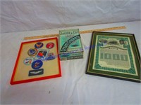 TIN BOX, FRAMED PATCHES