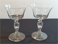 2pc Rare Rhine Eagle Stem Wine Glasses Colonial In