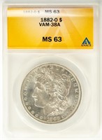 Coin 1882-O VAM-38A Morgan Dollar-ANACS-MS63