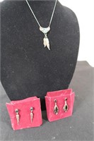 Sterling Silver Lot-18" Necklace & 2 Pr Earrings