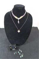 Sterling Silver Lot-22" Necklace & Earrings