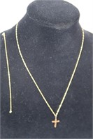 18K Gold(22"Necklace,6"Bracelet,Cross-Total 3.2g)