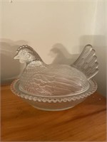 DEPRESSION GLASS HEN ON NEST