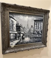 Signed Barnett City Scene Painting