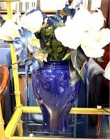 Large Cobalt Vase with Flowers