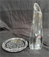 Vintage Baccarat crystal vase & wine bottle