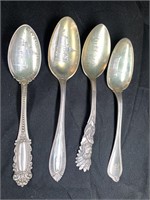 4 Commemorative Sterling Silver Spoons