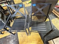 2 black metal patio chairs