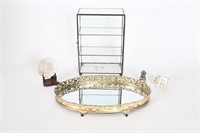Display Case, Filigree Mirror Tray, Miniatures