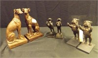 3 sets of Metal Dog Bookends