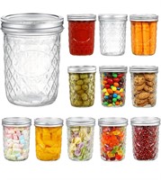 12 Pack Glass Jars with Silver Metal Airtight Lids