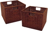 (2) Rattan Baskets in Antique Walnut Finish
