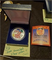 2000 US 1oz fine Silver Dollar enameled Liberty