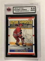 1990-91 SCORE ERIC LINDROS SIGNED ROOKIE #440 CARD