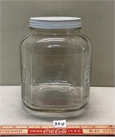 CLEAR GLASS COVER RIBBED JAR
