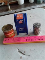 MINI BUTTERNUT COFFEE CAN, MAILBOX BANK AND