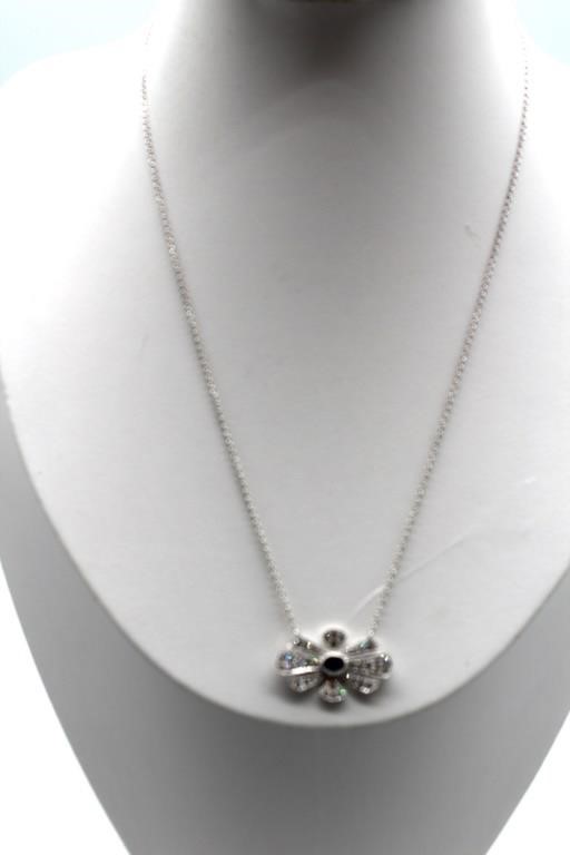 Saphire, Diamond, White Gold Necklace