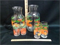 ANCHOR HOCKING ORANGE JUICE CARAFE SET