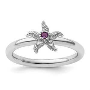 Sterling Silver-Amethyst Starfish Ring