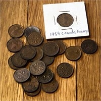1950's Canada One Cent Penny Coins