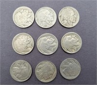 1936 Buffalo Nickels (lot of 9)