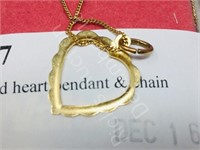 10k gold heart pendant & chain