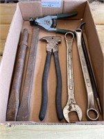 Assorted tools wire stripper, fencing hammer, etc.