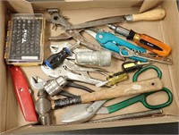 PLIERS, PUNCH, HAMMER, TIN SNIPS, SCREWDRIVERS ETC