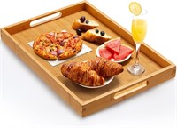Large Bamboo Serving Tray with Handles 22x30in